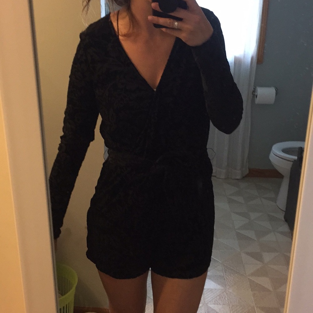 Anthropologie black velvet romper